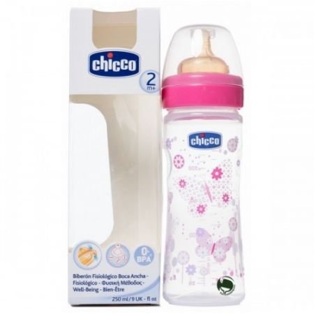 CHICCO FEEDING 250ML PINK 2M+